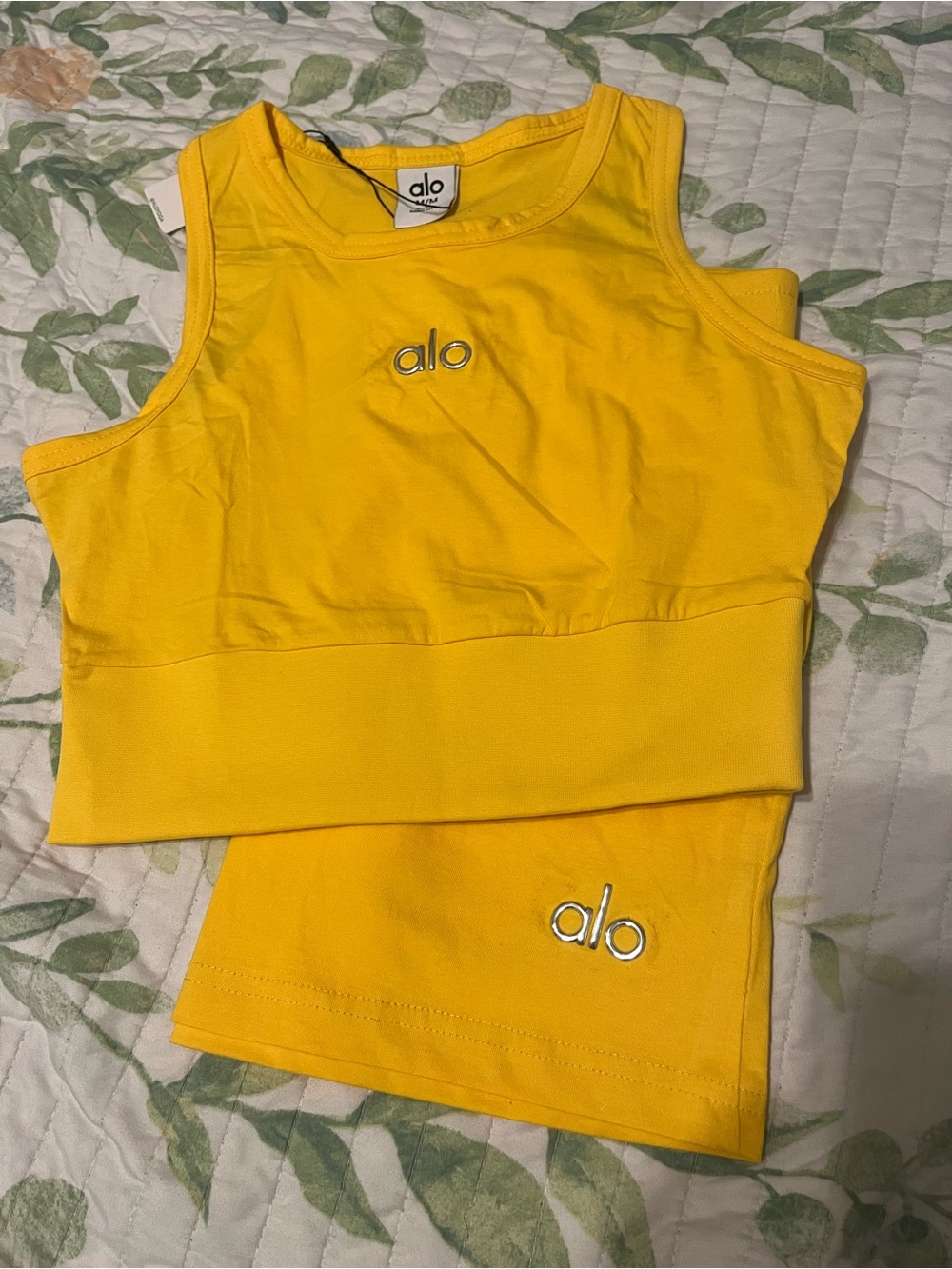 ALO Yoga Bright Yellow Tank Top Set